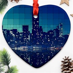 Skyscrapers City Skyscraper Zirkel Heart Ornament (two Sides) by Simbadda