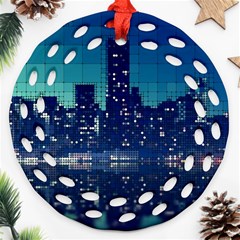 Skyscrapers City Skyscraper Zirkel Ornament (round Filigree) by Simbadda