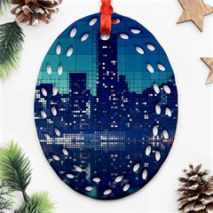 Skyscrapers City Skyscraper Zirkel Ornament (oval Filigree) by Simbadda