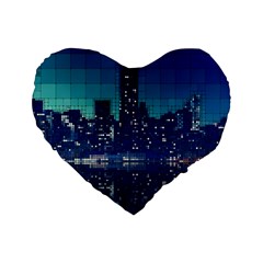 Skyscrapers City Skyscraper Zirkel Standard 16  Premium Flano Heart Shape Cushions by Simbadda