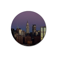 Skyline City Manhattan New York Rubber Round Coaster (4 Pack)  by Simbadda