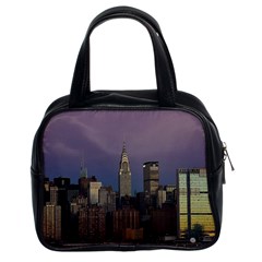 Skyline City Manhattan New York Classic Handbags (2 Sides) by Simbadda