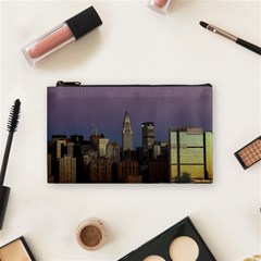 Skyline City Manhattan New York Cosmetic Bag (small)  by Simbadda