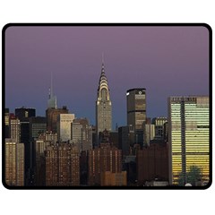 Skyline City Manhattan New York Fleece Blanket (medium)  by Simbadda