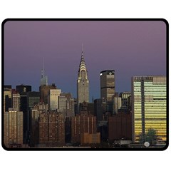 Skyline City Manhattan New York Double Sided Fleece Blanket (medium)  by Simbadda