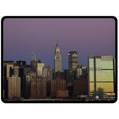 Skyline City Manhattan New York Double Sided Fleece Blanket (large)  by Simbadda