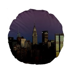 Skyline City Manhattan New York Standard 15  Premium Flano Round Cushions by Simbadda