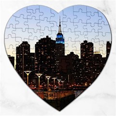 New York City Skyline Building Jigsaw Puzzle (heart) by Simbadda