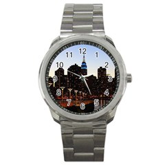 New York City Skyline Building Sport Metal Watch by Simbadda