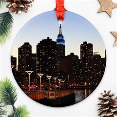 New York City Skyline Building Round Ornament (two Sides) by Simbadda