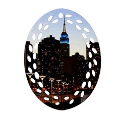 New York City Skyline Building Oval Filigree Ornament (two Sides) by Simbadda