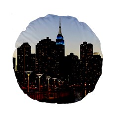 New York City Skyline Building Standard 15  Premium Round Cushions by Simbadda