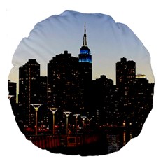 New York City Skyline Building Large 18  Premium Round Cushions by Simbadda