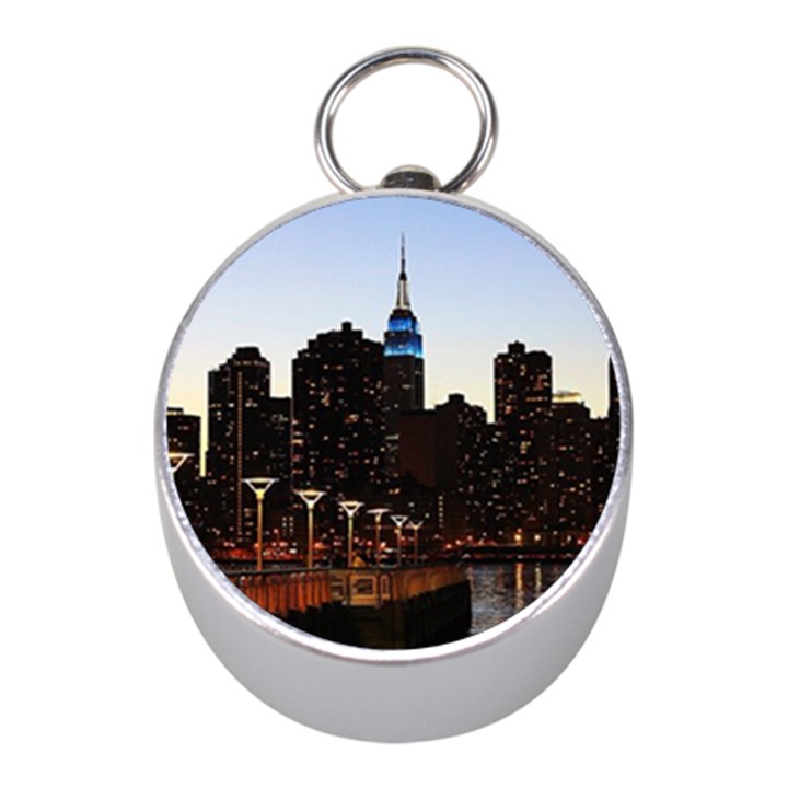 New York City Skyline Building Mini Silver Compasses