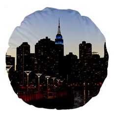 New York City Skyline Building Large 18  Premium Flano Round Cushions by Simbadda