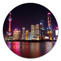 Building Skyline City Cityscape Magnet 5  (round) by Simbadda