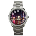 Building Skyline City Cityscape Sport Metal Watch Front