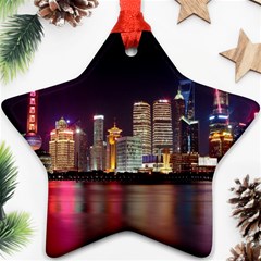 Building Skyline City Cityscape Star Ornament (two Sides) by Simbadda