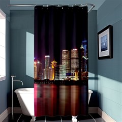 Building Skyline City Cityscape Shower Curtain 36  X 72  (stall)  by Simbadda