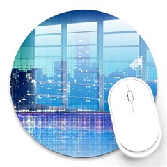 Skyscrapers City Skyscraper Zirkel Round Mousepads by Simbadda