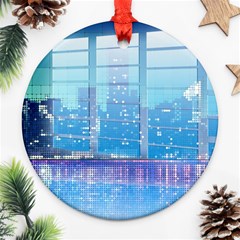 Skyscrapers City Skyscraper Zirkel Ornament (round) by Simbadda