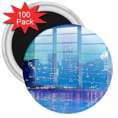 Skyscrapers City Skyscraper Zirkel 3  Magnets (100 Pack) by Simbadda