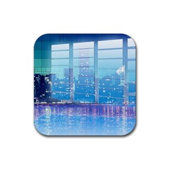 Skyscrapers City Skyscraper Zirkel Rubber Coaster (square)  by Simbadda