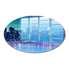 Skyscrapers City Skyscraper Zirkel Oval Magnet by Simbadda