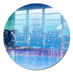 Skyscrapers City Skyscraper Zirkel Magnet 5  (round) by Simbadda