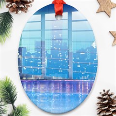 Skyscrapers City Skyscraper Zirkel Oval Ornament (two Sides) by Simbadda