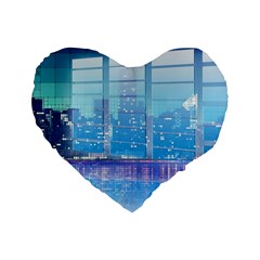 Skyscrapers City Skyscraper Zirkel Standard 16  Premium Flano Heart Shape Cushions by Simbadda