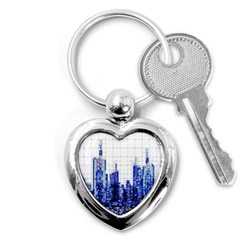 Skyscrapers City Skyscraper Zirkel Key Chains (heart)  by Simbadda