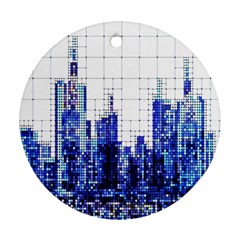 Skyscrapers City Skyscraper Zirkel Round Ornament (two Sides) by Simbadda