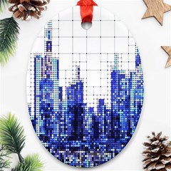 Skyscrapers City Skyscraper Zirkel Oval Ornament (two Sides) by Simbadda