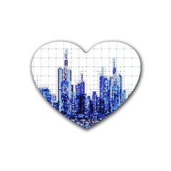 Skyscrapers City Skyscraper Zirkel Rubber Coaster (heart)  by Simbadda