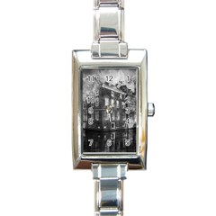 Reflection Canal Water Street Rectangle Italian Charm Watch by Simbadda