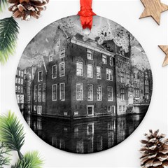 Reflection Canal Water Street Ornament (round) by Simbadda