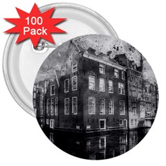 Reflection Canal Water Street 3  Buttons (100 Pack)  by Simbadda