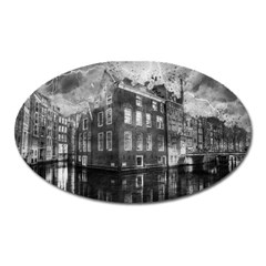 Reflection Canal Water Street Oval Magnet by Simbadda