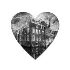 Reflection Canal Water Street Heart Magnet by Simbadda