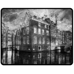 Reflection Canal Water Street Fleece Blanket (medium)  by Simbadda