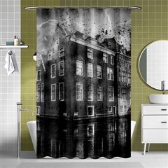 Reflection Canal Water Street Shower Curtain 48  X 72  (small)  by Simbadda