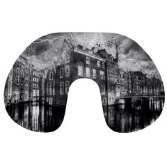 Reflection Canal Water Street Travel Neck Pillows by Simbadda