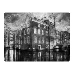 Reflection Canal Water Street Double Sided Flano Blanket (mini)  by Simbadda