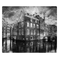 Reflection Canal Water Street Double Sided Flano Blanket (small)  by Simbadda