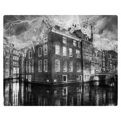 Reflection Canal Water Street Double Sided Flano Blanket (medium)  by Simbadda