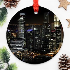 City At Night Lights Skyline Ornament (round) by Simbadda