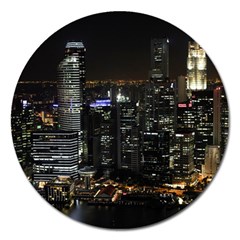 City At Night Lights Skyline Magnet 5  (round) by Simbadda