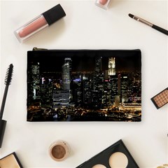 City At Night Lights Skyline Cosmetic Bag (medium)  by Simbadda