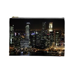 City At Night Lights Skyline Cosmetic Bag (large)  by Simbadda